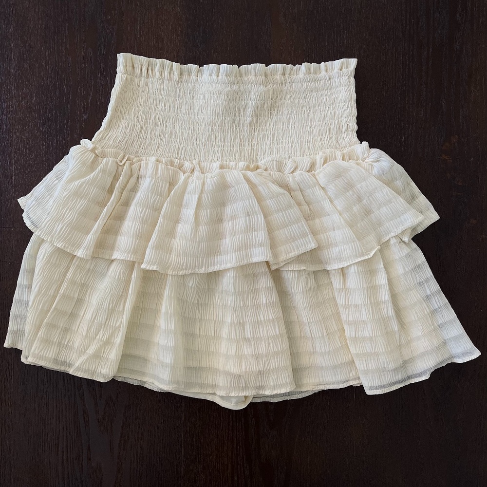 Do+Be Tiered Ruffles Mini Skirt Light Yellow (Size S)